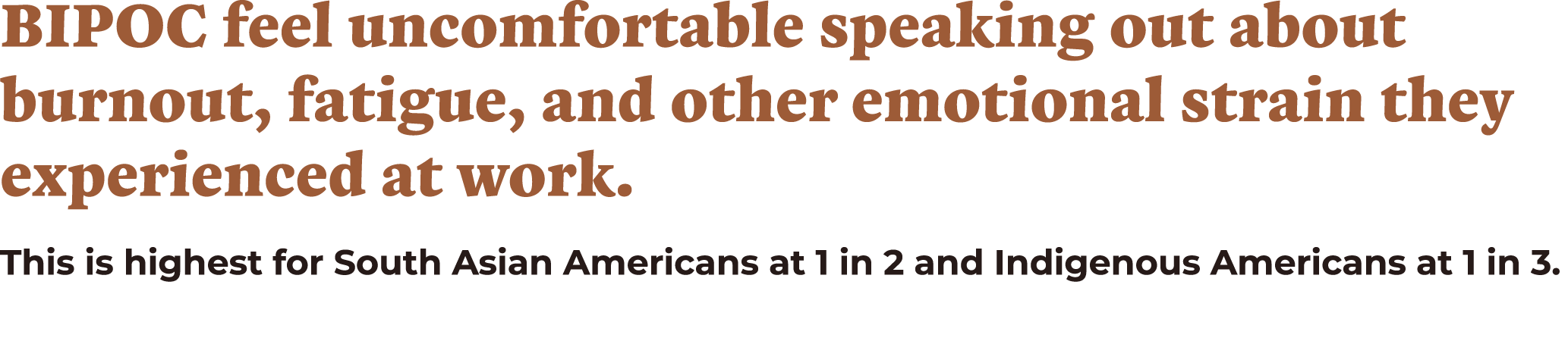 BIPOC feel uncomfortable speaking out about burnout, fatigue, and other emotional strain they experienced at work  Th   