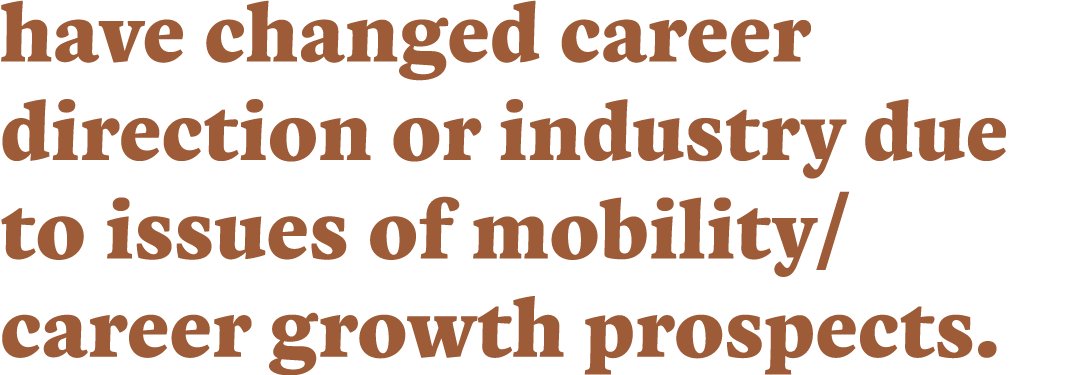 have changed career direction or industry due to issues of mobility career growth prospects  