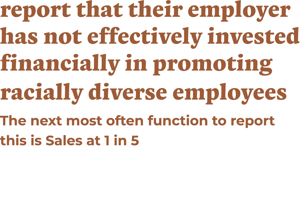 report that their employer has not effectively invested financially in promoting racially diverse employees The next    