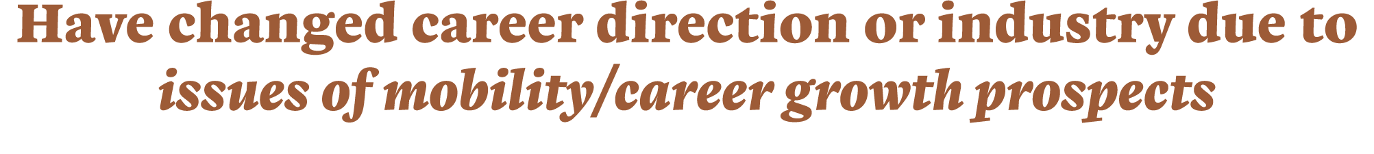Have changed career direction or industry due to issues of mobility career growth prospects 