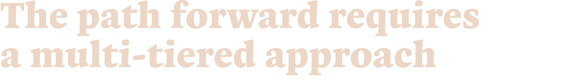   The path forward requires a multi-tiered approach