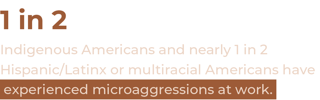 1 in 2 Indigenous Americans and nearly 1 in 2 Hispanic Latinx or multiracial Americans have  experienced microaggress   